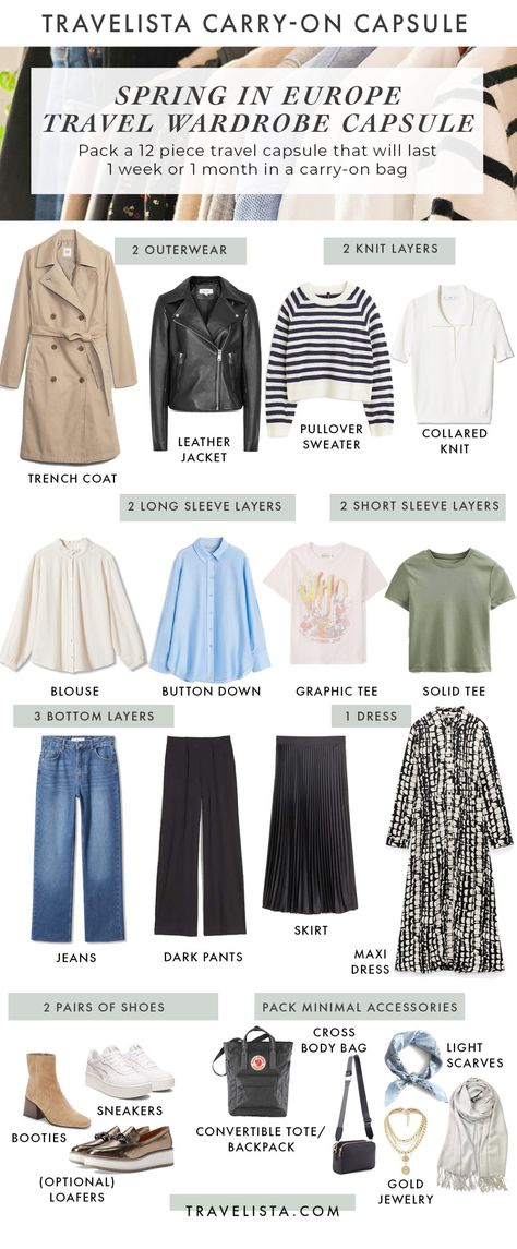 Travel Capsule Wardrobe Spring, Spring Travel Capsule, Layered Outfits Spring, Japan Outfits, Capsule Wardrobe Women, Travel Capsule Wardrobe, Travel Capsule, Spring Capsule, Spring Capsule Wardrobe