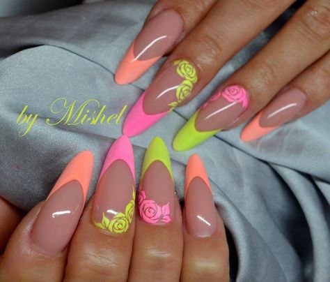 Bright Nails, Spring Nail Art, Trendy Nail Design, Beach Nails, Neon Nails, Gel Nail Art, Floral Nails, Fancy Nails, Best Acrylic Nails