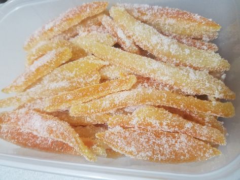 Candied Citrus Peel Recipe | Allrecipes Watermelon Rind Candy Recipe, Candied Watermelon, Candied Orange Peel Recipe, Watermelon Rind Recipes, Low Sodium Snacks, Watermelon Recipe, Candied Citrus, Candied Lemon Peel, Low Fat Desserts