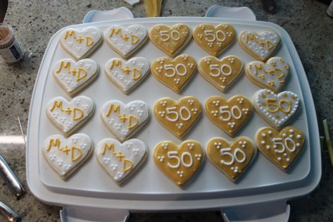 50th Cookies, 50th Anniversary Cookies, Personalized Cookie Jar, Cookie Decorating Station, Cookie Jar Gifts, 50th Wedding Anniversary Decorations, Elegant Cookies, 50th Anniversary Cakes, Anniversary Cookies