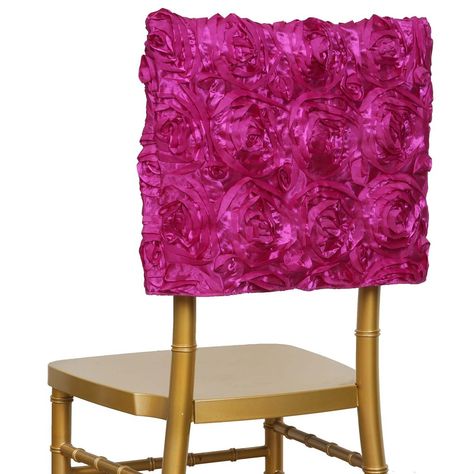 Rosette Tablecloth, Chair Back Covers, Satin Ribbon Roses, Banquet Chair Covers, Fuchsia Wedding, Party Chairs, Elegant Chair, Chiavari Chairs, Chair Sashes