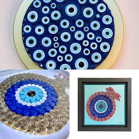 Evil Eye Quilling, Turkish Eye, Paper Quilling Designs, Evil Eyes, Quilling Cards, Paper Artwork, Quilling Designs, Quilling Art, Shop Small Business