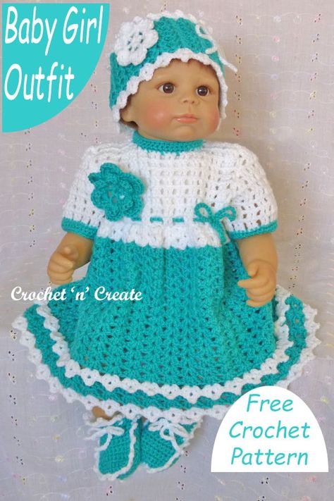 Bed Dolls, Crochet Baby Dress Free Pattern, Baby Born Clothes, Crochet Doll Clothes Free Pattern, Crochet Doll Clothes Patterns, Baby Doll Clothes Patterns, Crochet Princess, Crochet Baby Dress Pattern, Crochet Doll Dress