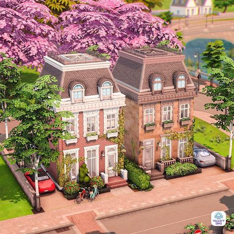 waaavy ⋒ sims (@waaavysims) • Instagram photos and videos Penthouse Sims 4, Sims 4 Victorian House, Apartment Building Exterior, 1920 House, Landing Ideas, The Sims 4 Lots, British House, Sims 4 Challenges, Apartment Exterior