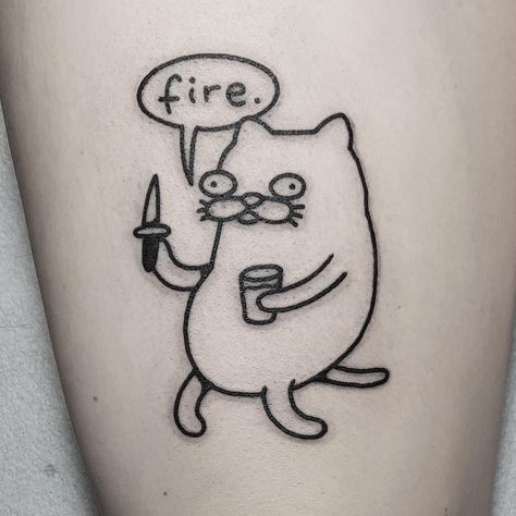 Mr Poopybutthole Tattoo, Ignorant Tattoo Design, Funny Cat Tattoo, Comic Lettering, Funny Small Tattoos, Tattoos Big, Brighton Tattoo, Army Tattoos, Knife Tattoo