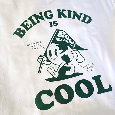 Being Kind Is Cool Crewneck in a Small size. This cozy crewneck is perfect for showing your love of kindness. #kindness #compassion #love / #Green_Shirt_Design_Ideas #Text_Based_Tshirt_Designs #Retro_Merch_Design #Illustration_Tshirt_Design Green Shirt Design Ideas, White Tshirt Design Ideas, Green Tshirt Design, Retro T Shirt Designs, Cool Shirt Designs Graphic Tees, Green Shirt Design, Retro Tshirt Design, Cool Tshirt Designs, Cool Crewneck