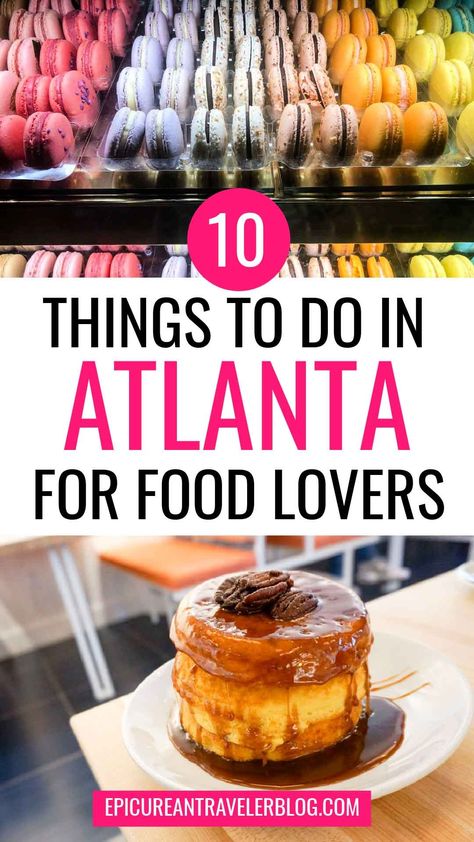 Are you a foodie visiting Atlanta, Georgia? Here are 10 mouthwatering culinary experiences in Atlanta you'll want to savor! Things to do in Atlanta for foodies | Things to do in Atlanta for food lovers | Best culinary activities in Atlanta | Best Atlanta culinary experiences | Atlanta food tours | Food tours in Atlanta | Atlanta food halls | Atlanta food markets | Atlanta food experiences | Atlanta cooking classes | Atlanta brewery tours | Top Atlanta culinary activities | US food travel idea Atlanta Georgia Food, Atlanta Georgia Restaurants, Atlanta Breakfast, Atlanta Trip, Atlanta Downtown, Things To Do In Atlanta, Atlanta Eats, Visit Atlanta, Atlanta Food