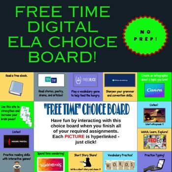 Choice Board, Gear Art, Choice Boards, Independent Work, Different Languages, English Language Arts, Free Time, Classroom Management, Language Arts