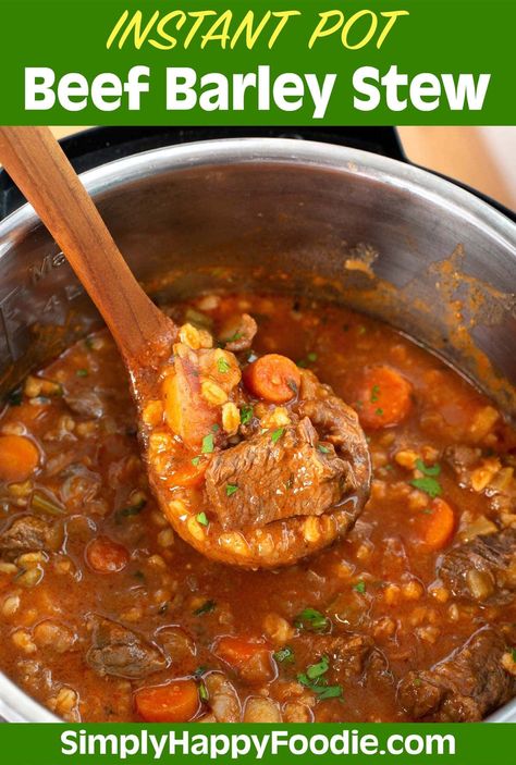 Beef Barley Stew Instant Pot, Beef And Barley Stew Instant Pot, Beef Barley Soup Instant Pot, Chuck Roast Stew, Instapot Beef Stew, Roast Stew, Chunky Beef Stew, Beef Barley Stew, Instant Pot Beef Stew Recipe