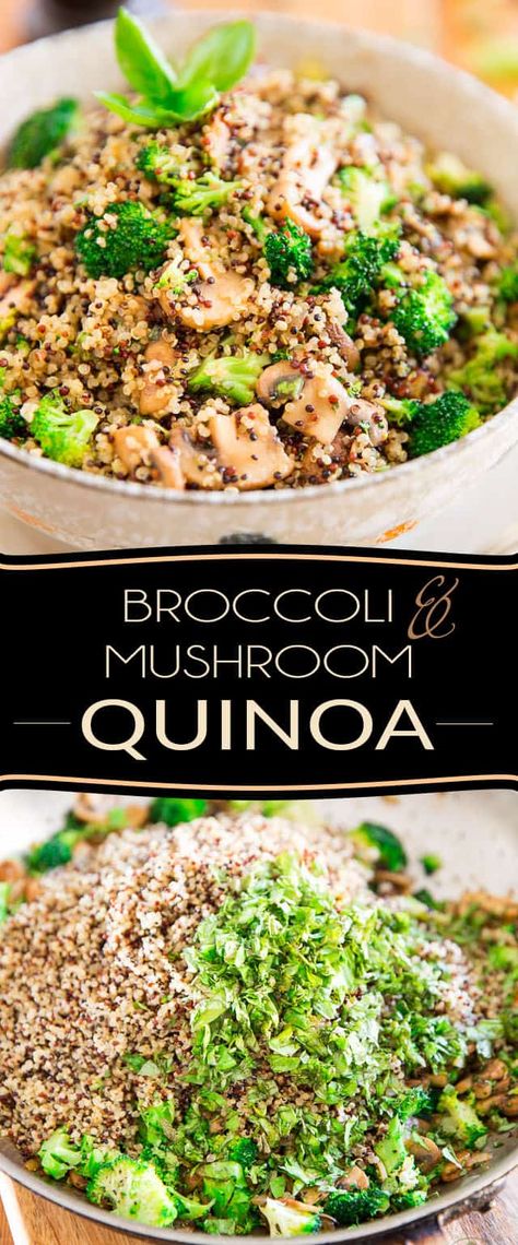 Quinoa With Broccoli Recipes, Quinoa And Broccoli Recipes, Mushroom Quinoa Recipes, Broccoli Mushroom Recipes, Quinoa Mushroom, Quinoa Broccoli, Mushroom Broccoli, Mushroom Quinoa, Vegan Quinoa