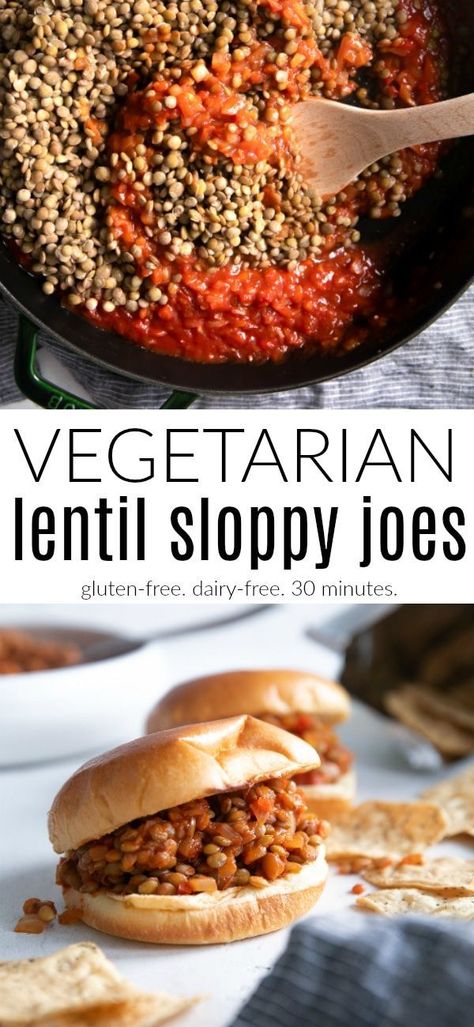 Sloppy and delicious, these Vegetarian Lentil Sloppy Joes are made using pantry essentials including meaty lentils and a tangy tomato sauce. Easy to make, freezer-friendly, and ready in just 30 minutes, serve this lentil sloppy joe recipe sandwiched between a toasted bun. Sloppy Joe Vegetarian, Vegetarian Sloppy Joe Recipe, Lentil Sloppy Joe, Lentil Sandwich, Vegetarian Sloppy Joes, Legume Recipes, Lentil Sloppy Joes, Vegan Sloppy Joes, Sloppy Joe Recipe