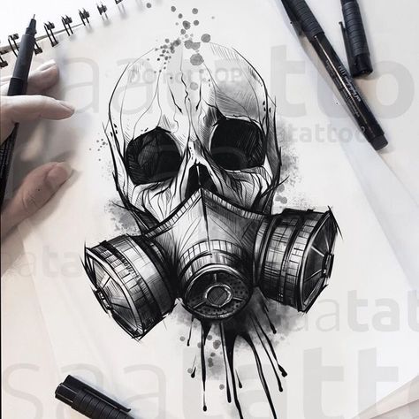 Gas Mask Tattoo, Gas Mask Art, Mask Drawing, Tattoo Zeichnungen, Skulls Drawing, Mask Tattoo, Sketch Tattoo Design, Tiny Tattoo, Skull Tattoo Design