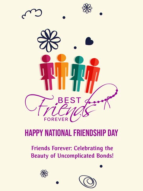 National Friendship Day is a special occasion to cherish and celebrate the pure and uncomplicated bonds of friendship. This year, let's come together to send simple yet heartfelt e-cards to our friends and express our love and appreciation. Encourage others to join in the celebration of friendship and spread the message of love and appreciation. Happy Friendship Day Hindi, Friendship Day Wishes In Hindi, Happy Friendship Day Four Friends, Happy Friendship Day Picture, Happy Friendship Day Girls Group, National Friendship Day, Birthday Reminder, Birthday Calendar, Friendship Cards