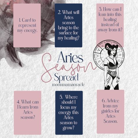 Aries Season Tarot Spread, Aries Tarot Spread, Oracle Spreads, Zodiac Aesthetic, Aries Tarot, Oracle Card Spreads, Tarot Reading Spreads, Aquarius And Scorpio, Aries Season