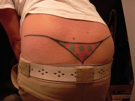 They say:Thong lower back tattoo....great.....      I say: OH GOOD LORD! Cover Ups Tattoo, Dumbest Tattoos, Really Bad Tattoos, Tattoo Homme, Tattoo Mistakes, Tramp Stamp Tattoos, Best Tattoo Ever, Tattoos Infinity, Tattoos Mandala