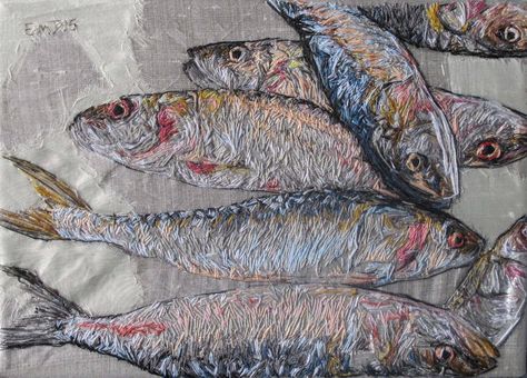 Emily Tull Embroidery Fish, Ideas Embroidery, Free Motion Embroidery, Thread Art, Thread Painting, Needle Art, Art Textile, Stitching Art, Fish Art