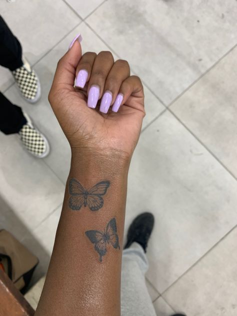 Inner Wrist Butterfly Tattoo, Simple Tattoos On Forearm, Words With Butterfly Tattoo, Wrist And Forearm Tattoos, Cute Inner Arm Tattoos For Women, Small Inner Wrist Tattoo, Unique Forearm Tattoos For Women, Butterfly On Wrist Tattoo, Small Inside Forearm Tattoo Women