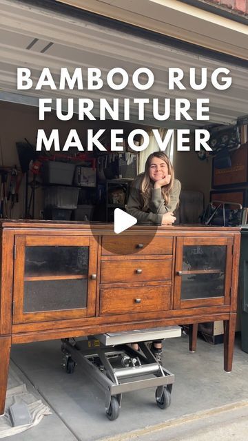 Jenna Townsend | Furniture Flips + DIY on Instagram: "Would you have kept or removed the glass doors? 🤔 Comment DETAILS & I’ll message you all the products I used on this makeover.  Another Fluted Furniture Flip in the books! We rolled out the Bamboo Red Carpet on this one! 😉  (Inspired by @diybydeebs bamboo rug makeover 🫶)  #furnitureflip #furnituremakeover #modernfurniture #diyproject #paintedfurniture #polewrap #thriftflip #woodfurniture #fluted #furnituredesign" Fluted Glass Furniture, Fluted Furniture, Rug Makeover, Pole Wrap, Bamboo Rug, Furniture Flip, Furniture Flips, Thrift Flip, Diy Furniture Renovation