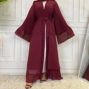 Chiffon Abaya Designs, Daily Abaya, Abaya Sleeves, Maroon Abaya, Red Abaya, Layered Abaya, Eid Abaya, Modern Abaya, Abaya Outfit