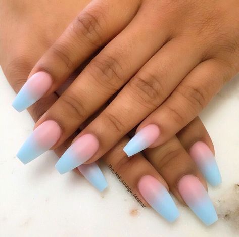 pinterest: @ nandeezy † Reveal Nails, Nail Art Matte, Gender Reveal Nails, Cotton Candy Nails, Blue Ombre Nails, Ombre Nail Art Designs, Blue Acrylic Nails, Ombre Acrylic Nails, Nails Today