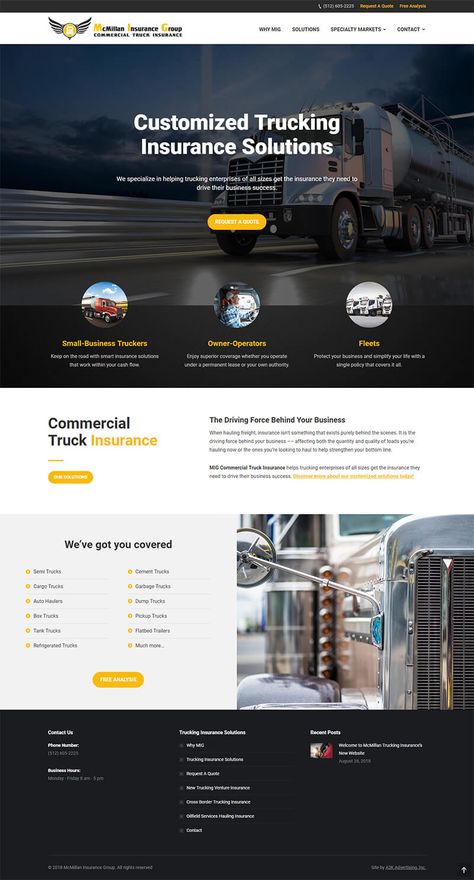 Insurance Website Design, Truck Website, Website Sample, Insurance Website, Library App, Trucking Company, Trucking Business, Customised Trucks, Website Developer