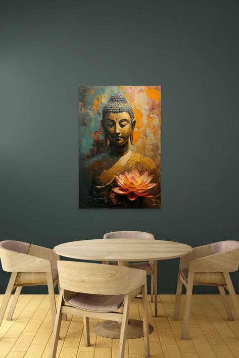 Make Your Home Cozy, Buddha Canvas, Buddha Art Painting, Building Illustration, Zen Wall Art, Home Cozy, Home Office Living Room, Buddha Art, Art Gallery Wall