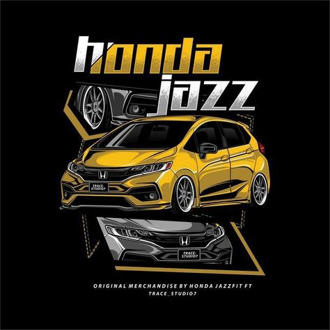 Car Vector Logo, Mobil Vector, Honda Fit Modified, Car Vector Art, Honda Jazz Gk5, Jdm Logo, Car Vector Illustration, Jazz Gk, Motorcycles Logo Design