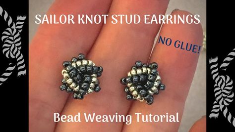 Beaded Hoop Earrings Tutorial, Hoop Earrings Tutorial, Sailor Knot, Beading Earrings, Anting Manik, Sailor Knots, Earrings Tutorial, Bead Weaving Tutorials, Beaded Earrings Tutorials