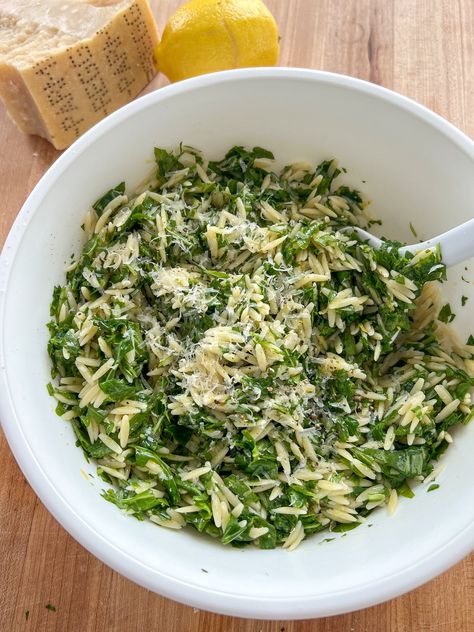 Lemon Arugula Orzo Wine Side Dishes, Lemon Arugula Pasta Salad, Lemon Orzo Arugula Salad, Wishbone Kitchen Recipes, Arugula Orzo Salad, Orzo Arugula Salad, Orzo Arugula, Wishbone Kitchen, Cherry Tomato Appetizers