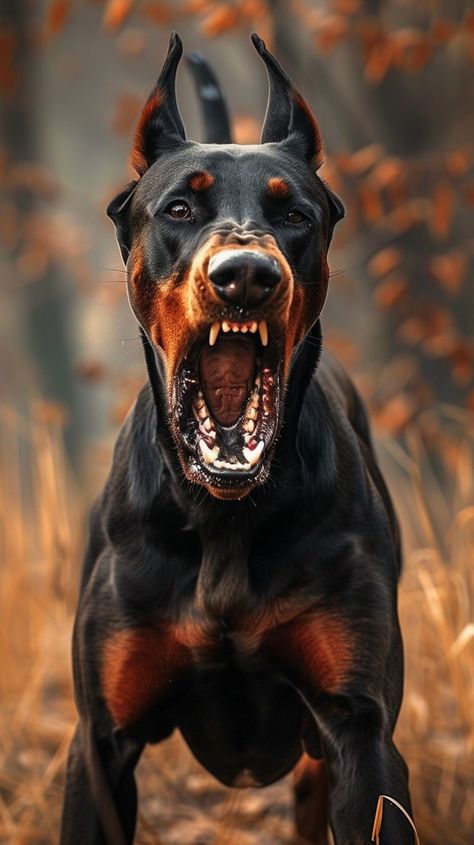 Perro Doberman Pinscher, Apartment Dog, Rottweiler Pictures, Most Dangerous Animals, Dog Caricature, Cat And Dog Photos, Protective Dogs, Doberman Pinscher Dog, Scary Dogs