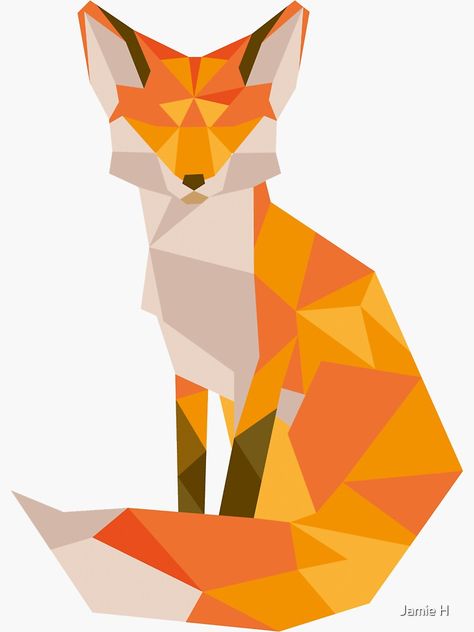 "Geometric Fox" Sticker by jamiehammond | Redbubble Geometric Fox Drawing, Geometric Art Animal, Fox Quilt, Geometric Fox, Triangle Art, Polygon Art, Geometric Shapes Art, Geometric Design Art, Geometric Drawing