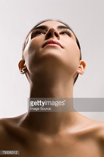 front facing portrait looking up, great for painting reference cause of the shadows Platysmal Bands, Botox Tips, Platysma Muscle, Yoga For Headaches, Head Angles, Head Anatomy, Face Angles, Face Anatomy, For Headaches