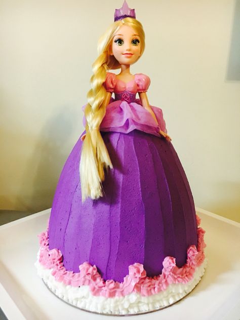 My first Dolly Varden cake, I kept the decorating simple & elegant Doll Cake Tutorial, Frozen Doll Cake, Dolly Varden Cake, Puding Cake, Tangled Cake, Barbie Doll Cake, Rapunzel Cake, Dolly Varden, 1st Bday Cake