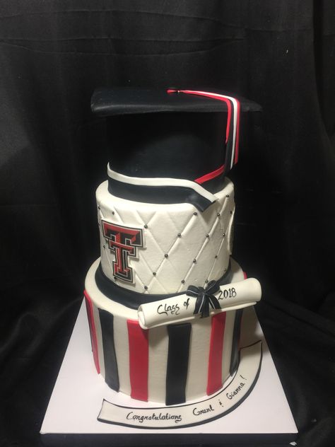 Texas Tech Cakes Graduation, Texas Tech Graduation Cakes, Texas Tech Graduation Party, Texas Tech Cake, Dark Cowboy, Grad Cakes, Graduation Cake Designs, College Grad Party, Unique Cakes Designs