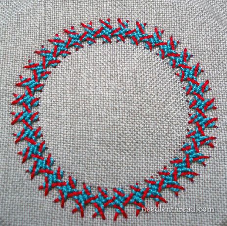 Video Tutorial: Double Herringbone Stitch – NeedlenThread.com Double Herringbone Stitch Embroidery, Herringbone Stitch Embroidery, Stitch Printable, Double Herringbone, Crewel Embroidery Tutorial, Viking Embroidery, French Knot Stitch, French Knot Embroidery, Herringbone Stitch