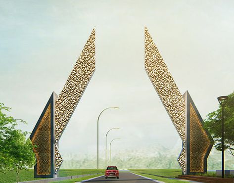 Careers Township Entrance Gate Design Modern, Design Gates Entrance, Entrance Gates Design Modern, Gateway Design Architecture Entrance, Gapura 17 Agustus Design, City Gate Design, Modern Gate Design Entrance, Gapura Design, Gate Modern Design