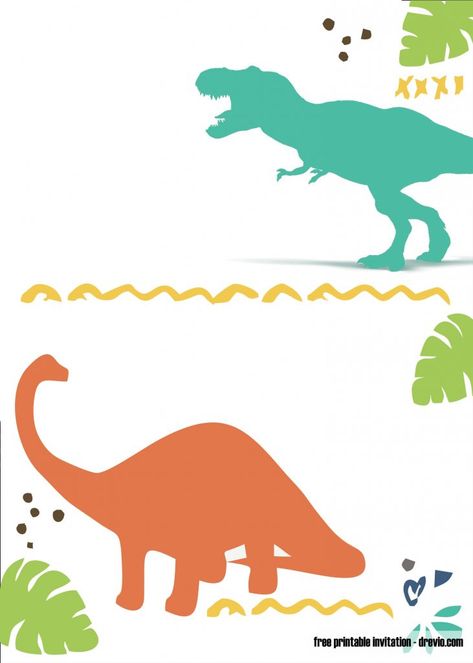 FREE Printable Dinosaur Invitation Template | FREE Invitation Templates - Drevio Dino Party Invitation Free Printables, Dinosaur Party Invitations Template, Dinosaur Birthday Party Invitations Free, Dino Invitation Template, Free Dinosaur Printables, Dinosaur Invitation Template, Dinosaur Kids Party, Dinosaur Party Invitations, Dinosaur Invitation