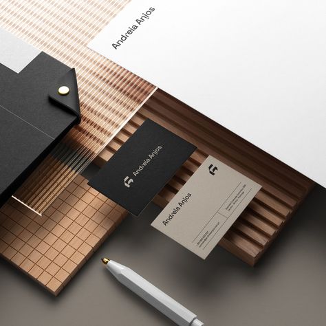 Stylish branding project for architecture firm abduzeedo0303—23 The Abduzeedo design blog is excited to showcase a recent branding and visual identity project for architect Andreia Anjos, who is based in Sintra, Portugal. The project was created by Luiz Design and features a contemporary design style that incorporates many angles into her projects, it was important to create a visual identity that truly represented her unique perspective. The goal was to create a strong symbol that would… Interior Design Branding Identity, Showcase Portfolio, Typography Brochure, Brand Showcase, Identity Presentation, Architect Logo, Contemporary Design Style, Identity Project, Architecture Logo