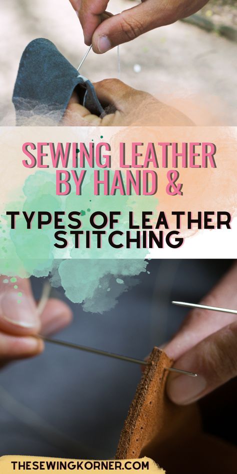 When sewing with different types of leather stitching, no knotting is necessary. Instead, you’ll be backstitching regularly and the thread makes it easy for those backstitches to remain in place. How To Sew Leather On Sewing Machine, Types Of Leather Stitching, Leather Sewing Techniques, Sewing Leather By Hand, Sew Leather By Hand, Leatherworking Ideas, Diy Leather Tote, Leather Templates, Sewing Upholstery