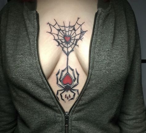 Rob Tattoo Women, Spiderweb Chest Tattoo, Grunge Tattoo Designs, Spider Web Tattoo, Web Tattoo, Girl Arm Tattoos, Pretty Hand Tattoos, Wicked Tattoos, Black Girls With Tattoos