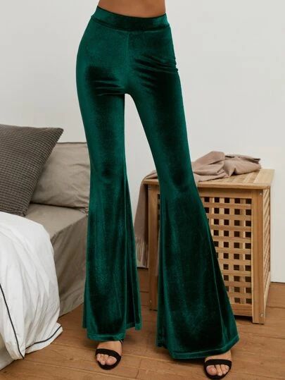 Galaxy Pattern Flare Leg Velvet Pants | SHEIN USA Flare Pants Pattern, Flare Outfit, Miracle Eye, Emerald Velvet, Velvet Flare Pants, Perfect Dark, Velvet Flares, Flare Leg Pants, Velvet Pants