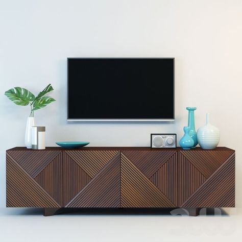 Contemporary Media Console, Mid Century Decorating Ideas, Kitchen Console, Wooden Media Console, Modern Media Cabinets, Coin Tv, Tv Lounge, Sideboard Modern, Tv Table