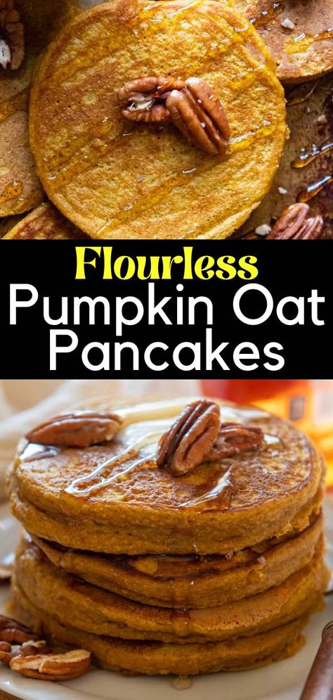 Fluffy 5-Mins Pumpkin Oatmeal Pancakes (Gluten-Free) Leftover Oatmeal Pancakes, Pumpkin Oat Flour Pancakes, Pumpkin Pancakes Oat Flour, Pumpkin Quick Oats, Pumpkin Pie Quick Oats, Gluten Free Pumpkin Spice Pancakes, Gluten Free Oatmeal Pancakes, Pumpkin Oatmeal Pancakes, Pumpkin Oats