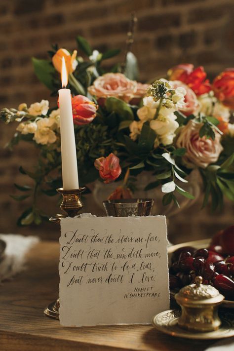 Shakespeare Themed Wedding, Poetry Themed Wedding, Shakespeare Party Ideas, Shakespeare Party, Literature Wedding, Shakespeare Wedding, Medieval Wedding Theme, Gilded Wedding, Quotes Shakespeare