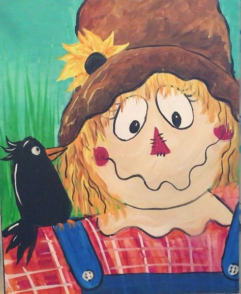 How To Paint A Scarecrow - Step By Step Painting Scarecrow Painting, Halloween Canvas Paintings, Fall Canvas Painting, Fall Canvas, Canvas Painting Tutorials, Learn How To Paint, Easy Canvas Painting, Canvas Painting Designs, Halloween Painting