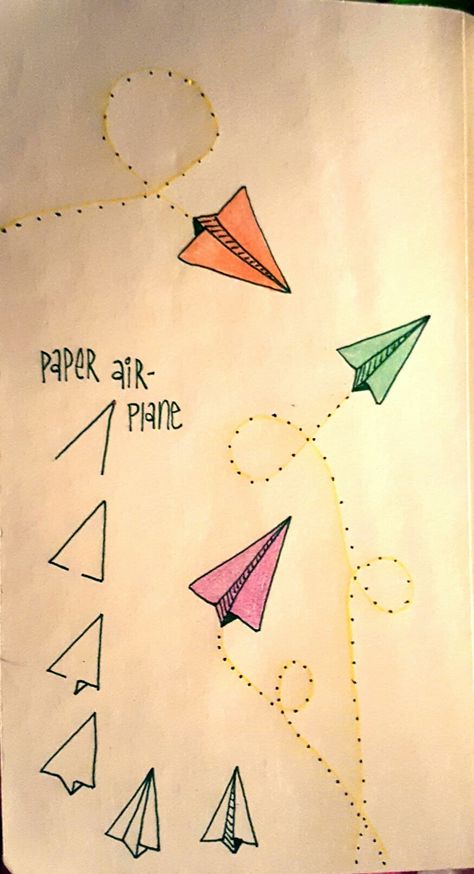 Paper airplanes are fun to draw Neat Notes, Journal D'inspiration, Bu Jo, Kraf Kertas, Drawing Hands, Kraf Diy, Easy Doodle Art, Paper Airplanes, Bullet Journal Inspo