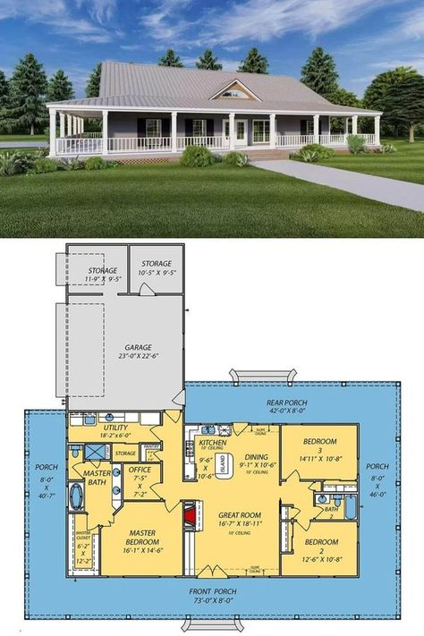 Design Your Dream Home Smooth Stucco Exterior, Smooth Stucco, Shuttered Windows, Big Porch, Floor Plan Creator, Wraparound Porch, Porch House Plans, Shingle Siding, Garage Floor Plans