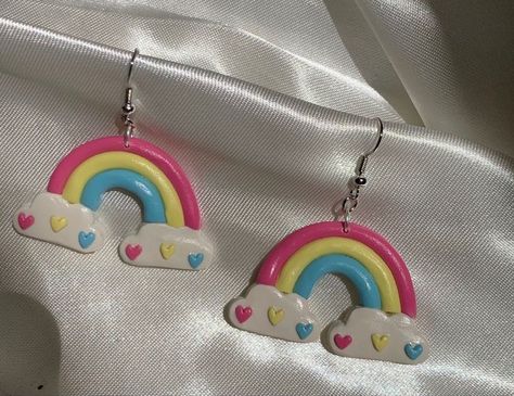 Clay Products, Air Dry Clay Projects, Printed Coasters, Cute Polymer Clay, Clay Jewelry Diy, Clay Art Projects, Clay Design, Rainbow Earrings, Polymer Clay Charms