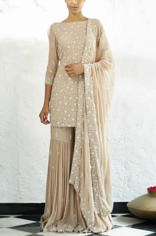 Embroidered Kurta Sharara Set Sharara Designs, Kurta Sharara Set, Kurta Sharara, Anita Dongre, Lehenga Online, Sharara Suit, Casual Wedding Dress, Lakme Fashion Week, Sharara Set