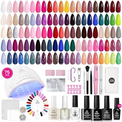 【ALL-IN-1 Gel Nail Kit】: beetles gel nail polish kit includes 45*5ml trendy colors gel polish, 5*7.5ml No Wipe Base and Glossy&Matte&pearlescent glitter Top Coat,24W LED Nail Lamp,7.5ml cuticle oil, 7.5ml instant cuticle remover, 3*False Nail Swatches, 5*nail stickers, 2*nail art rhinestones,manicure tool organizer, 100pcs nail wipes, 20pcs nail remover foil wraps, 9*Professional Gel Manicure Tool (with Nail File/Nail Buffer/Cuticle Pusher/Nail Brush/Nail Clipper/Nail Tweezers/Nail Separator). Fall Wedding Nails, Eyelash Kit, Nail Remover, Cuticle Remover, Gel Nail Kit, Nail Polish Kits, Manicure Kit, Nail Art Rhinestones, Beauty Kit